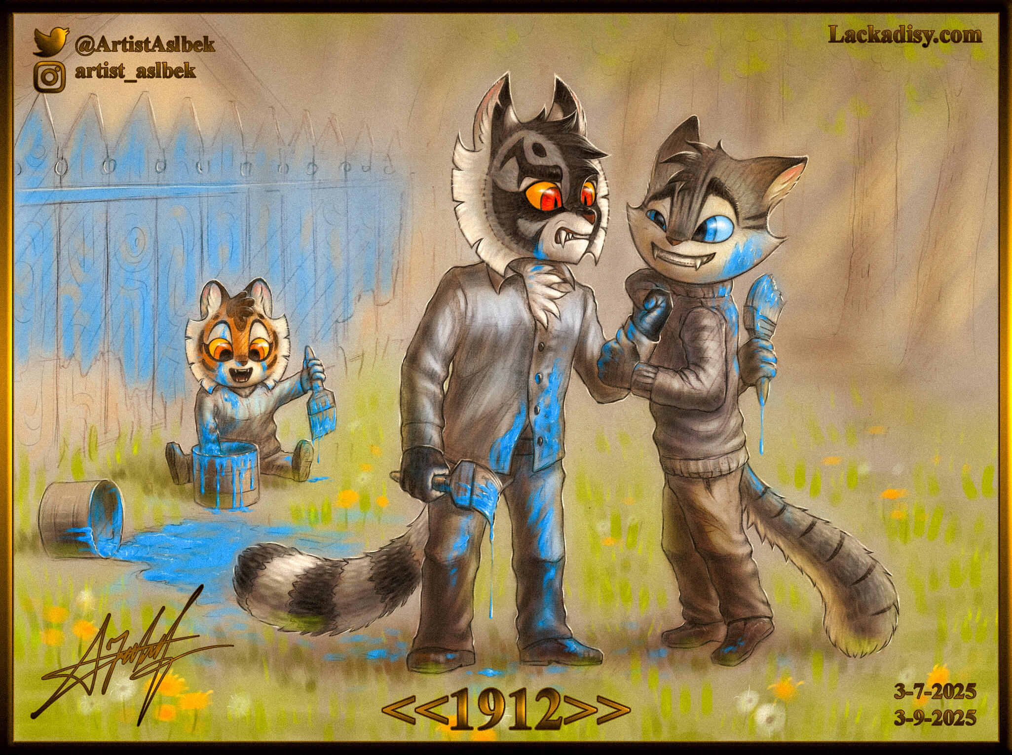 Lackadaisy 1912 Calvin, Marcus and Rocky @ArtistAslbek