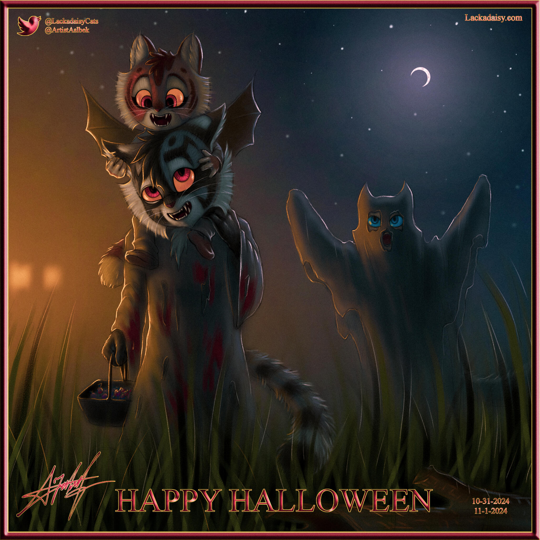 Lackadaisy Happy Halloween Calvin, Marcus and Rocky @ArtistAslbek